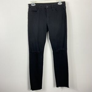 BLANKNYC Women's Crazy Train Black Distressed Skinny Jeans Raw Hem Size 27